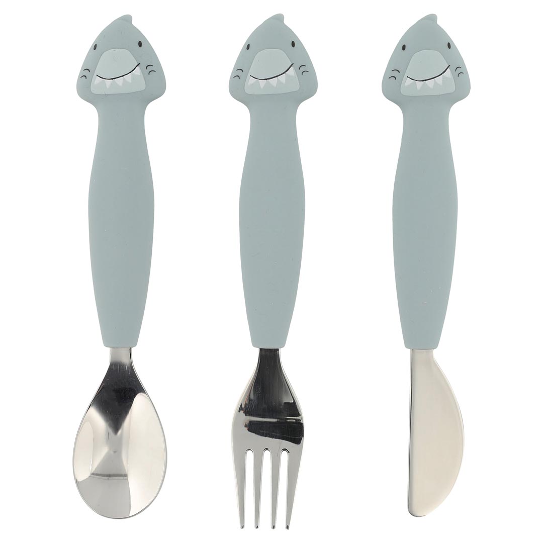 Cubiertos de 3 piezas en silicona - Mr. Shark